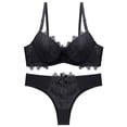 thumbnail image 2 of Levmjia Womens Lace Lingerie Set Underwire Sheer Cup Bra Low Waist Thong Adjustable Shoulder Straps Breathable Lace Daily Romantic Date Night Elegant Solid Color, 2 of 6