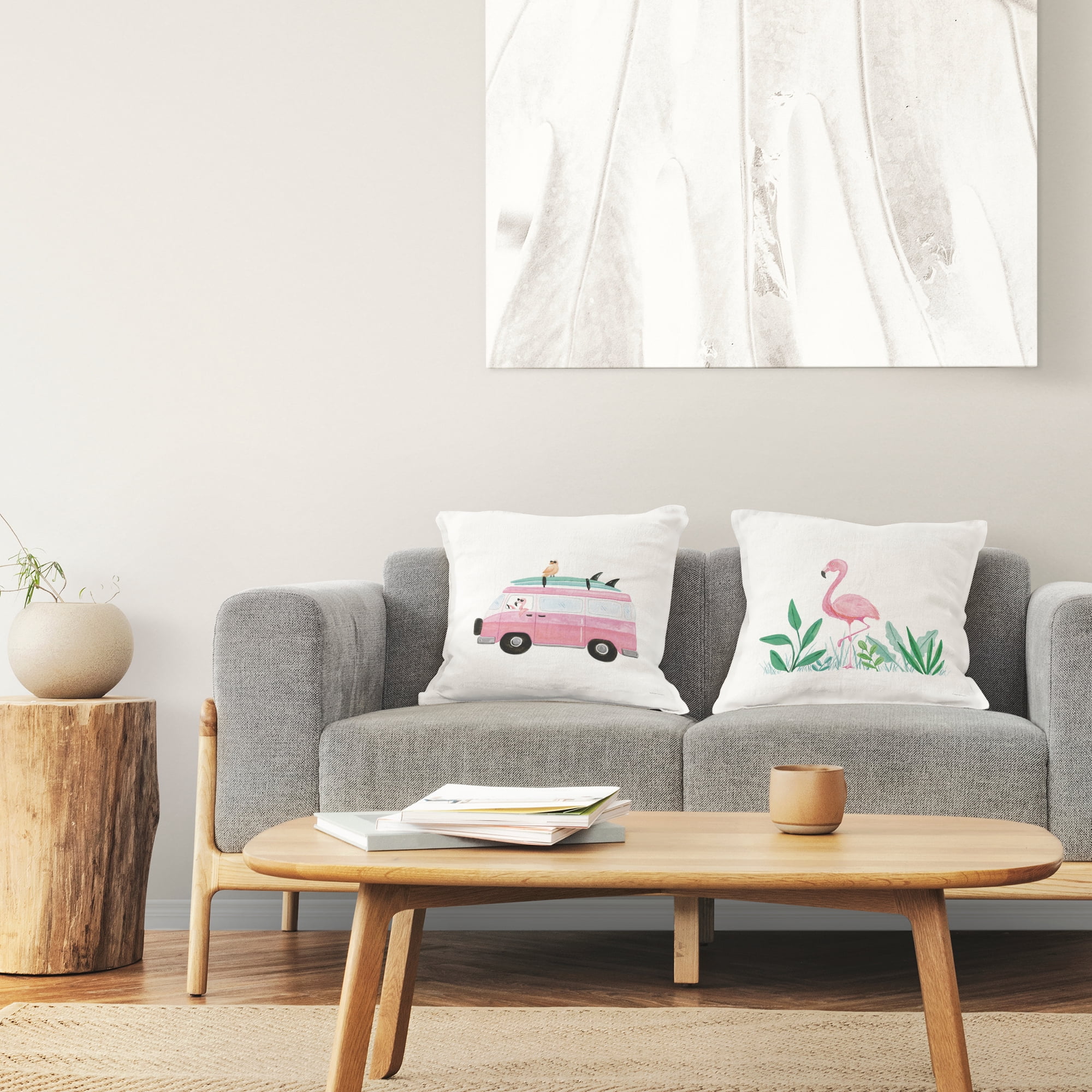 Stupell Industries Beach Day Flamingos Decorative Printed Throw Pillow Design by Rachel Nieman.