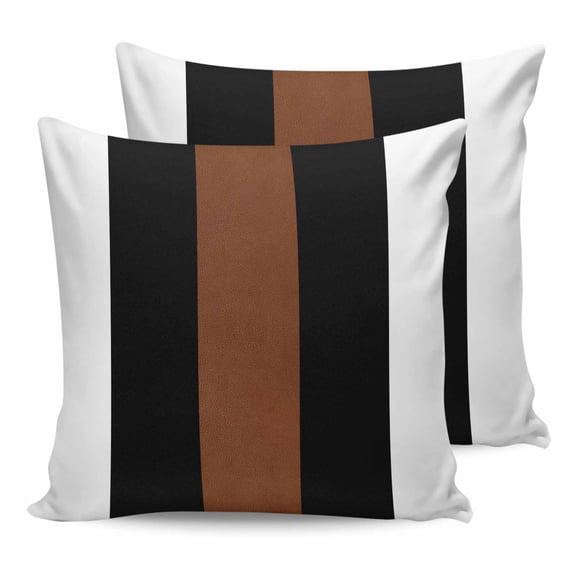14x14 Pillow Covers Set of 2, Brown Black White Throw Pillow Covers Decorative Couch Cushion Case, Contemporary Boho Modern Art Microfiber Square Pillowcases for Bedroom Car Living Room