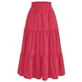 thumbnail image 4 of MIXUE Skirts For Women Summer Solid Color Elastic High Waist A Line Casual Maxi Skirt Workwear,Red,XXXL, 4 of 4