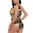 thumbnail image 6 of Daiia Grim Coffee Skull Women's One Piece Swimsuits Personalized One Shoulder Swimwear Asymmetric Ruffle Bathing Suits-Medium, 6 of 8