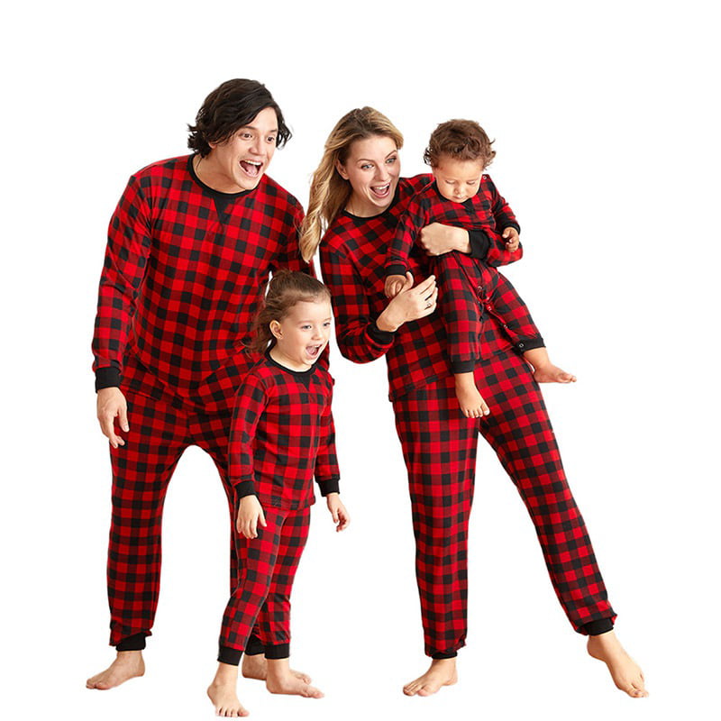 Christmas Matching Family Clothes Homewear Black And Red Plaids Leisure ...
