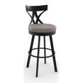 thumbnail image 1 of Amisco Washington 30" Swivel Stool - Taupe Gray Faux Leather/Dark Brown Metal, 1 of 4