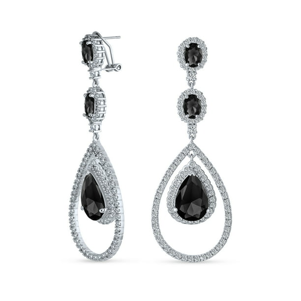 Wedding Simulated Gemstone Jewel Colors, Cubic Zirconia Teardrop Chandelier Earrings