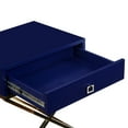 thumbnail image 6 of Jakob Navy/Gold Sidetable/Nighstand - Square Lacquer-Finish Gold Steel, X-Metal Legs, 6 of 8