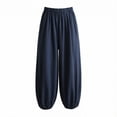 thumbnail image 7 of CheerKidz Harem Lantern Pants, High Waist Wide Leg, Drawstring Elastic Waist Pockets, Cuffed Cropped Joggers for Summer (Navy, M)., 7 of 7