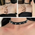thumbnail image 6 of Dark Pointed Rivet Leather Collar Neckband Black W6K9, 6 of 6