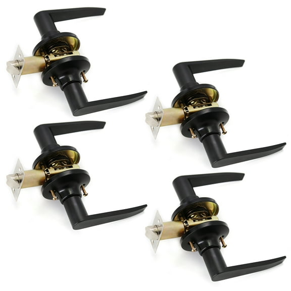 Lara Door Lever Black Passage Door Handle 4 Pack by Villar Home Designs