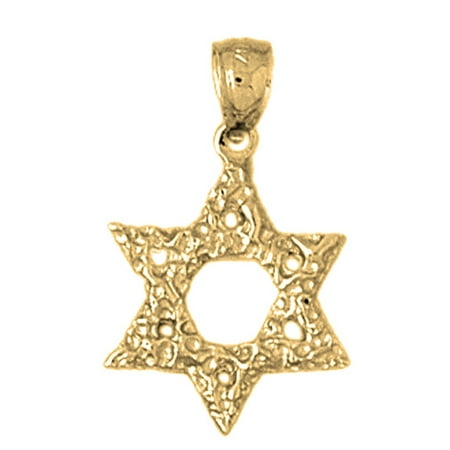 18K Yellow Gold Star of David Pendant - 24 mm