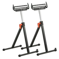 KFFKFF Twin Roller Stands, Support up to 250 lbs, Height Modifiable from 27-43 in, Collapsible Sturdy Design with Shiny Steel Roller Head & Boundary Guides