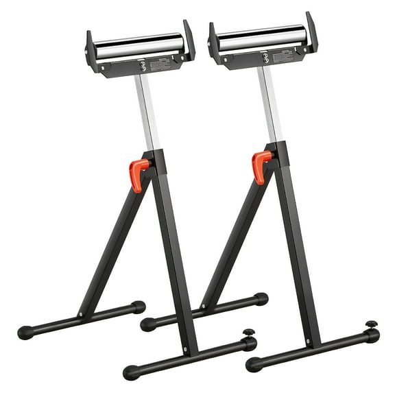 KFFKFF Twin Roller Stands, Support up to 250 lbs, Height Modifiable from 27-43 in, Collapsible Sturdy Design with Shiny Steel Roller Head & Boundary Guides