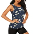 thumbnail image 2 of Xecao Daisies Flowers print women's scoop neck, loose-fit workout tank tops for the gym., 2 of 9