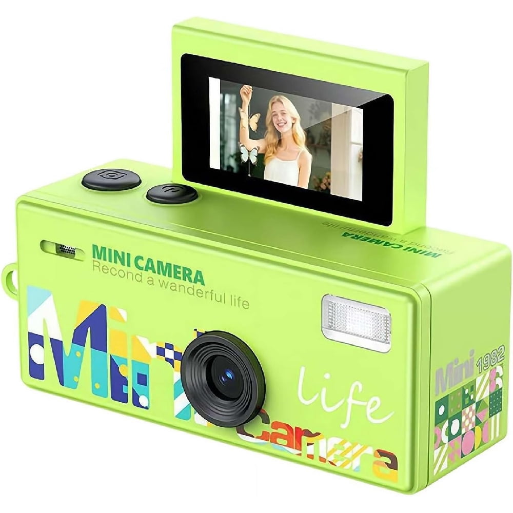 Instant Mini Digital Camera Keychain, 1080P HD Video Recorder with Flip Screen, Ultra Portable，9 Vibrant Colors for Students, Vloggers, Daily Use & Retro Style（White）