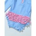 thumbnail image 6 of YONGHS Baby Girls One Piece Bathing Suit Long Sleeve Rash Guard Swimsuit UPF 50+ Blue White 0-3 Months, 6 of 7