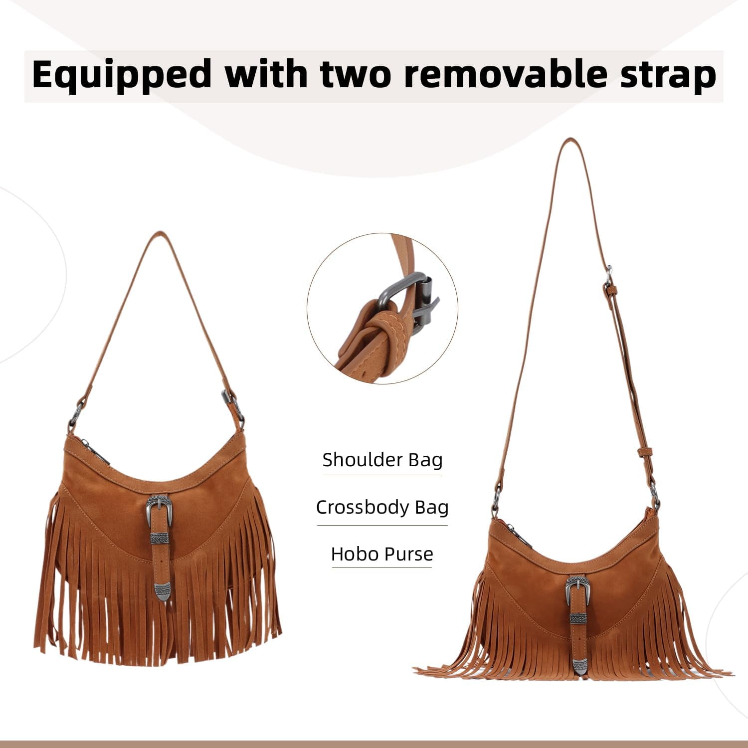 Fringe Hobo Purse for Women Tassel Shoulder Bag Vintage Suede Handbag Hippie Western Tassel Bag