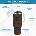 thumbnail image 4 of 40 oz Tumbler With Handle Stainless Steel Insulated Tumbler With Lid for Car Cup Holder Ancient Art Shapes, 4 of 9