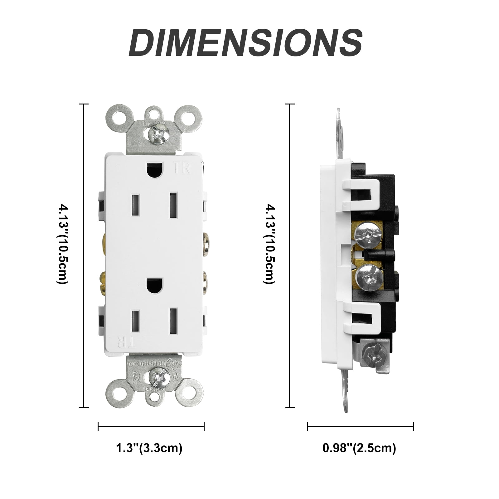 UCOMEN Decorator Receptacle, Tamper-Resistant Duplex Outlet, Standard Electrical Wall Outlet, 15A, 125 V, White 6 Pack
