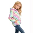 thumbnail image 2 of CAIVO Little Girls Gradient Print Hooded Wind Jacket Lightweight Waterproof Elastic Cuff Zipper Pockets Long Sleeve Kids Windproof Rain Outerwear Casual Coats Holiday Dailywear, 2 of 7