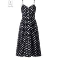 thumbnail image 5 of Gustave Women's Sleeveless Polka Dot Dresses Summer Bohemian Sundresses Spaghetti Strap Button Down V Neck Midi Dress "Black, L", 5 of 10