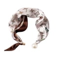 thumbnail image 3 of HNMKIU Elegant Pearl Necklace Closure Scarf Fashion Pendant Choker Neckwear Versatile Silk Scarves ,Khaki, 3 of 3
