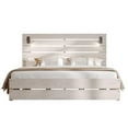 thumbnail image 7 of Merluxy Queen Size Farmhouse Platform Bed Frame with 51”Tall Headboard, LED Reading Lights, Sturdy Construction, Easy Assembly, Ash White, 7 of 7