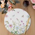 thumbnail image 3 of Botanical Round 13 Inch Placemats Set of 4, Blue Pink Daisy Floral Watercolor White HeatResistant Non Slip Place Mats for Dining Table, Wipeable Braided Kitchen Table Mats for Housewarming, 3 of 9