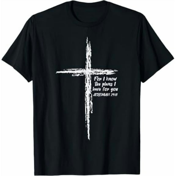 Cross I Know The Plans Verse Bible Jesus God Christian Gift T-Shirt Black