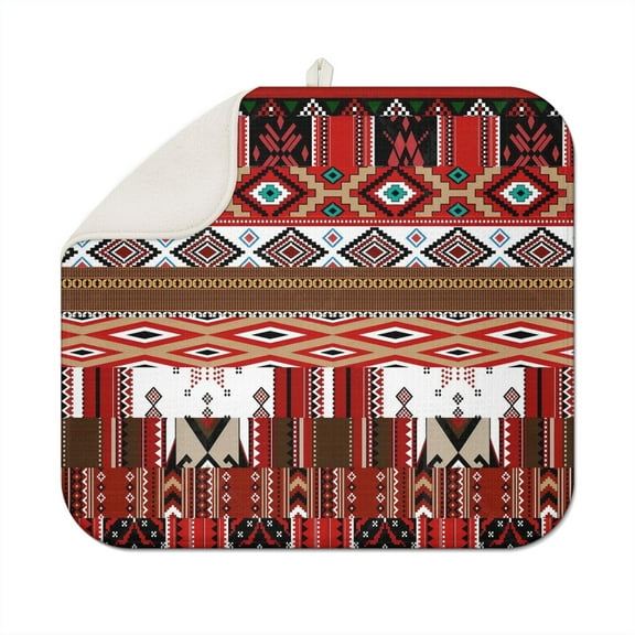Boho chic kitchen drying mat 16x18 Inch made from ultra-soft microfiber, super absorbent, washable, reusable, perfect for stylish kitchens and coffee bars