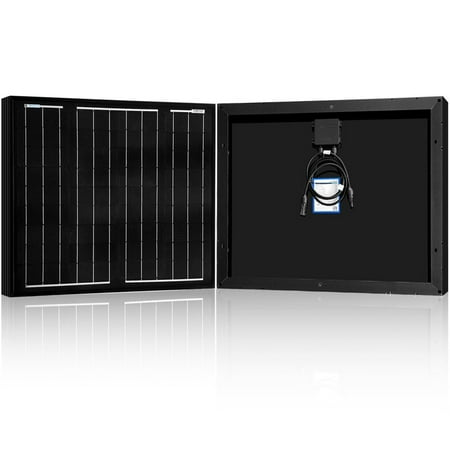 ACOPOWER All Black 50 Watt 50W Mono Solar Panel for 12 Volt Battery Charging, Off