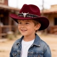 thumbnail image 2 of Quealent Toddler Cowboy Hat, Felt Cowboy Hats for 1-15, Western Cowgirl Costume for Kids, Boy and Girl Wine 3-8 Years, 2 of 5