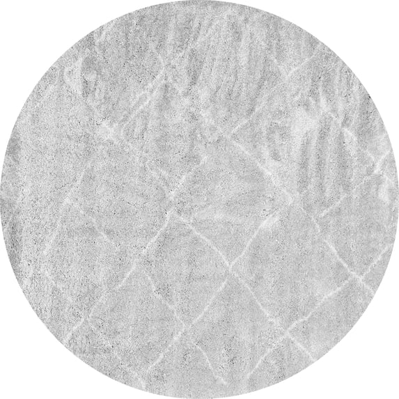 Ahgly Company Indoor Round Trellis Gray Modern Area Rugs, 8' Round