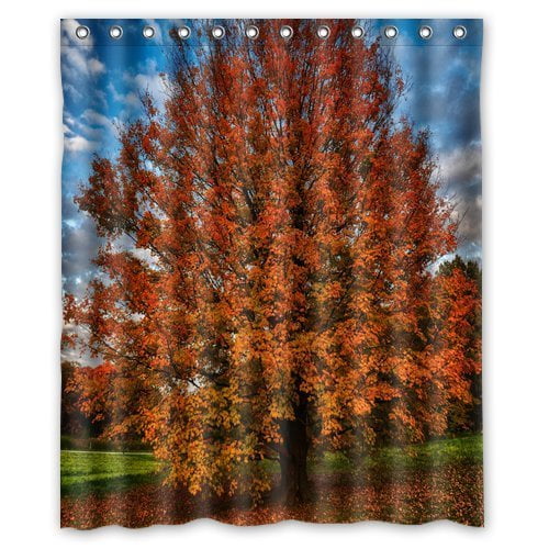 Cortina de ducha ABPHQTO Árbol Cayendo Hojas de Arce Impermeable 150x180 cm