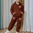 thumbnail image 6 of XAOFW Kids Outfits Girls Winter Plush Bow Graphic Long Sleeve Hoodie Joggers Comfy Two Piece Playwear Stylish Comfort Fashionable Casual Daily Wear Sets, 6 of 7