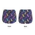 thumbnail image 6 of Uemuo Colorful Dinosaur Pattern Women's Athletic Shorts High Waisted Running Shorts with Liner Pockets Gym Elastic Workout Shorts-, 6 of 9