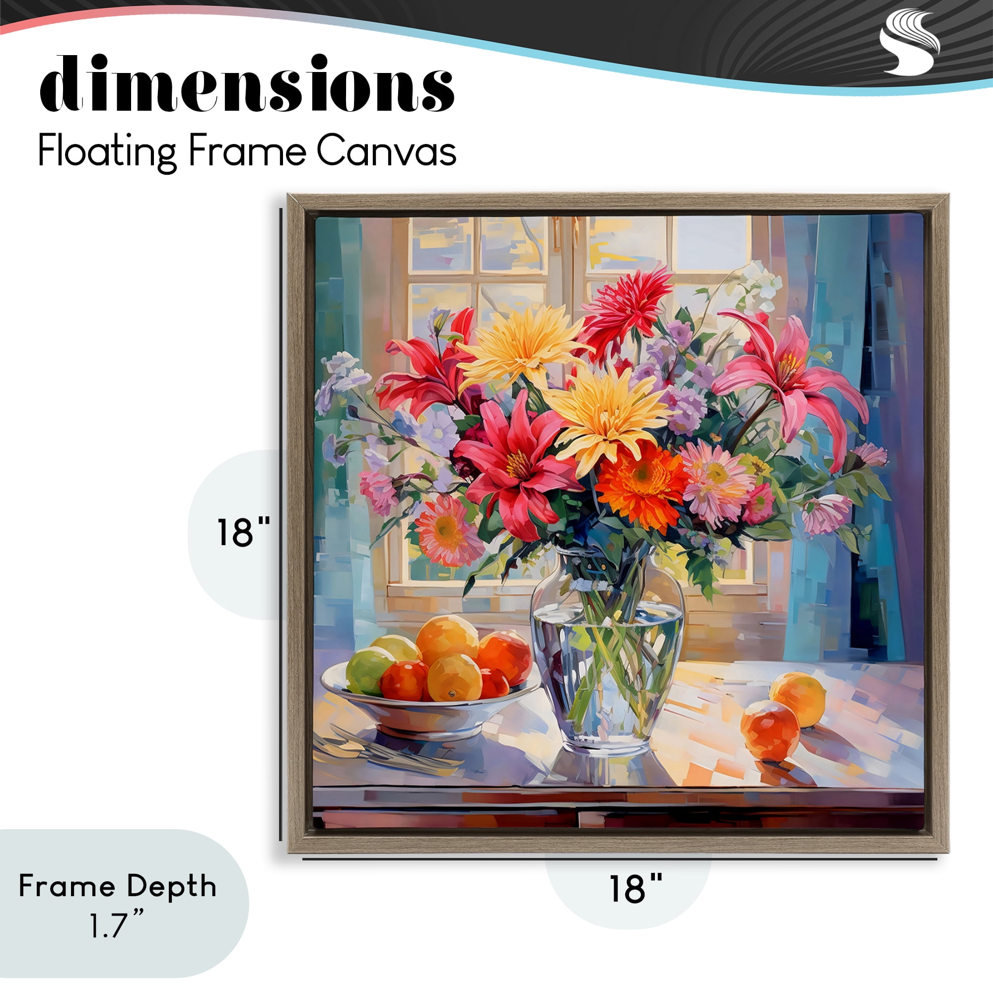 Stupell Industries Summer Flowers & Fruit Brown Framed Floater Canvas Wall Art, design by Creative Studio
