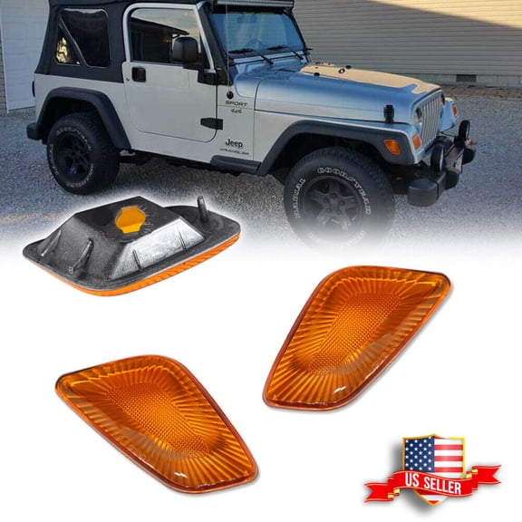 GTINTHEBOX Side Marker Signal Blinker Corner Parking Light Pair Set for 1997-2006 Jeep Wrangler