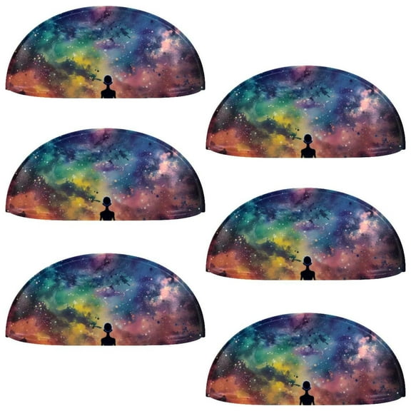 PhooArto 6 Pcs Cup Drawer Pulls, Colorful Galaxy Alien Shell Shape Handles Cabinet Knobs for Dresser Cupboard Closet Wardrobe with Screws