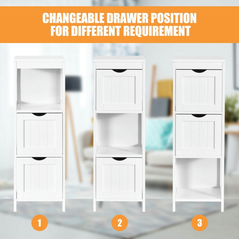 Finihen Bathroom Storage Cabinet, Bathroom Floor Cabinet, Wooden Bathroom Floor Cabinet with Removable Drawers, for Bathroom, Living Room, Bedroom, Kitchen, White Finihen Bathroom Storage Cabinet, Bathroom Floor Cabinet, Wooden Bathroom Floor Cabinet with Removable Drawers, for Bathroom, Living Room, Bedroom, Kitchen, White