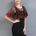 thumbnail image 2 of Women's Mesh Cape Bolero Capelet Shawl 1920s Deco Evening Flapper Cover Up Dress, 2 of 6