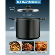 Cook N Home Professional 10.5 Quart Non stick Stock Pot with Lid, Riveted Handles, Big Soup Pot for Holiday Feasts, Stockpot with Even Heating, Induction Cookware, Oven & Dishwasher Safe, Black