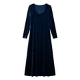 thumbnail image 4 of qafoshin Womens Velvet Maxi Dresses Elegant Crew Neck Long Sleeve Solid Color Dress, 4 of 5