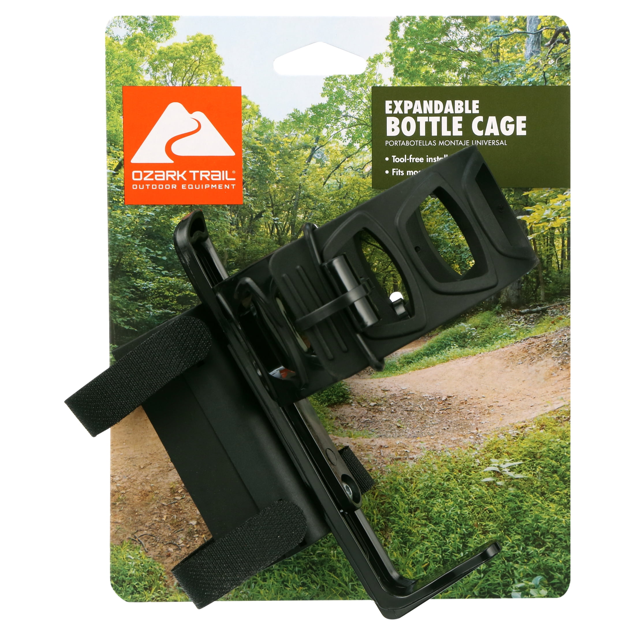Ozark Trail Universal Mount Expandable Bike Water Bottle Cage, Black