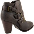 thumbnail image 2 of Forever Womens Buckle Strap Block Heel Ankle Booties, Brown, 2 of 2