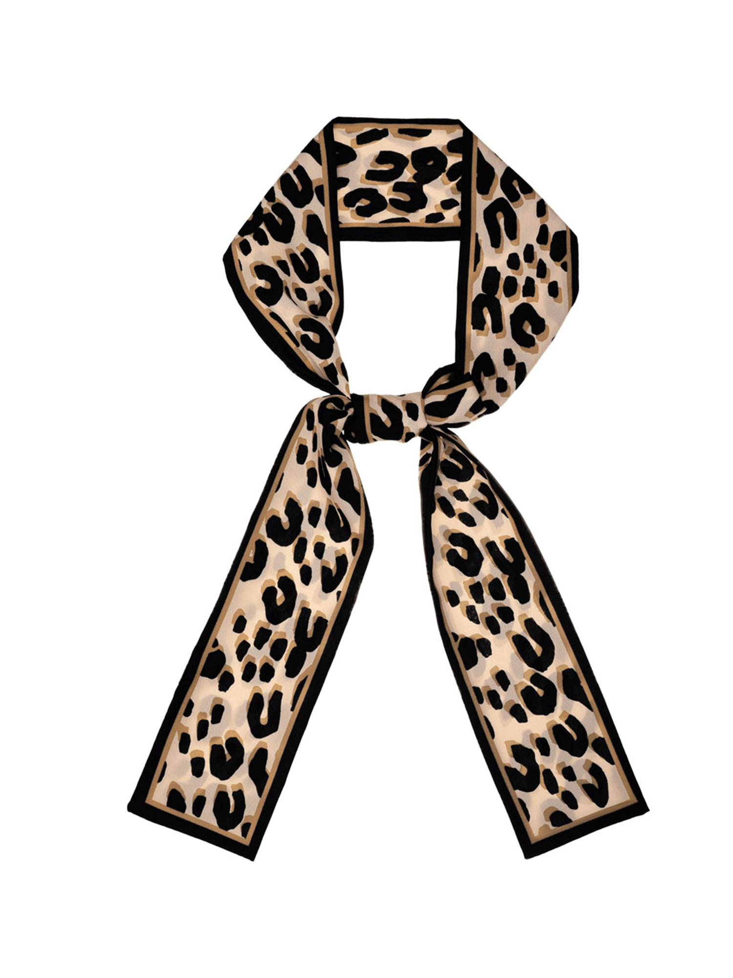 Women Scarf Skinny Silk Leopard Print Bandana Small Handle Bag Ribbons Female Neckerchief Head Scarves & Wraps