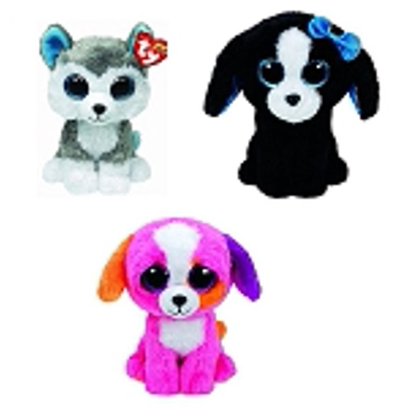 Ty Slush Precious Tracey Dogs Set of 3 Beanie Boos Stuffed Animal Plush Toy