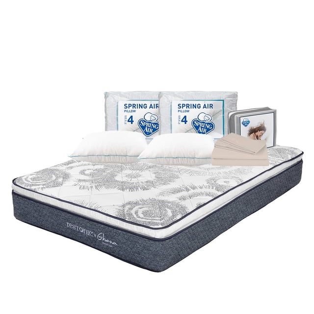 Colchón Queen Size Ghana Restonic + Juego de Sábanas + 2 Almohadas