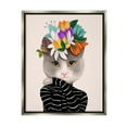thumbnail image 5 of Stupell Industries Bold Floral Design Grey Cat Striped Sweater Luster Gray Framed Floating Canvas Wall Art, 16x20, by Ioana Horvat, 5 of 5