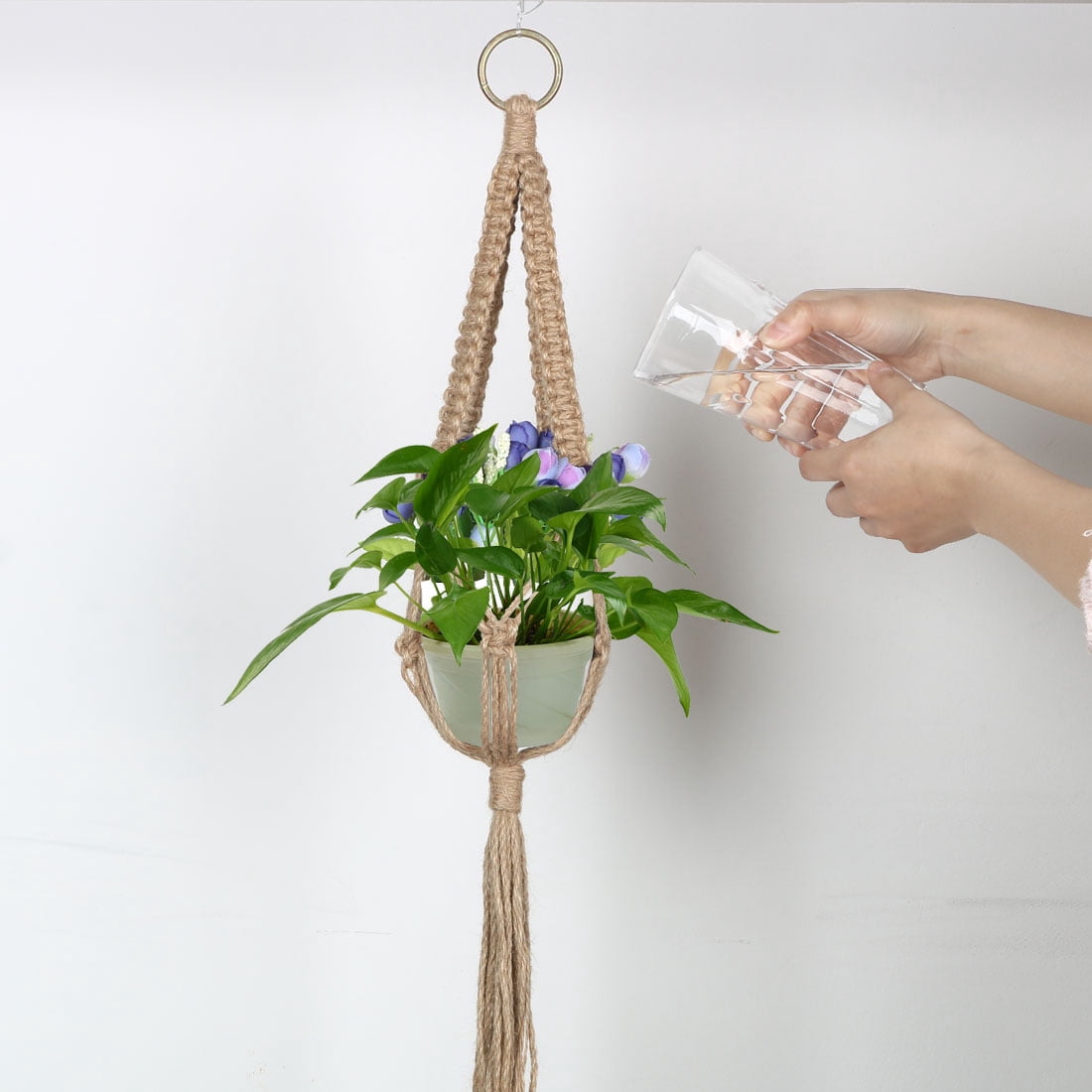 Unique Bargains Handmade Pot Holder Plant Hanger Hanging Rope Basket 2pcs
