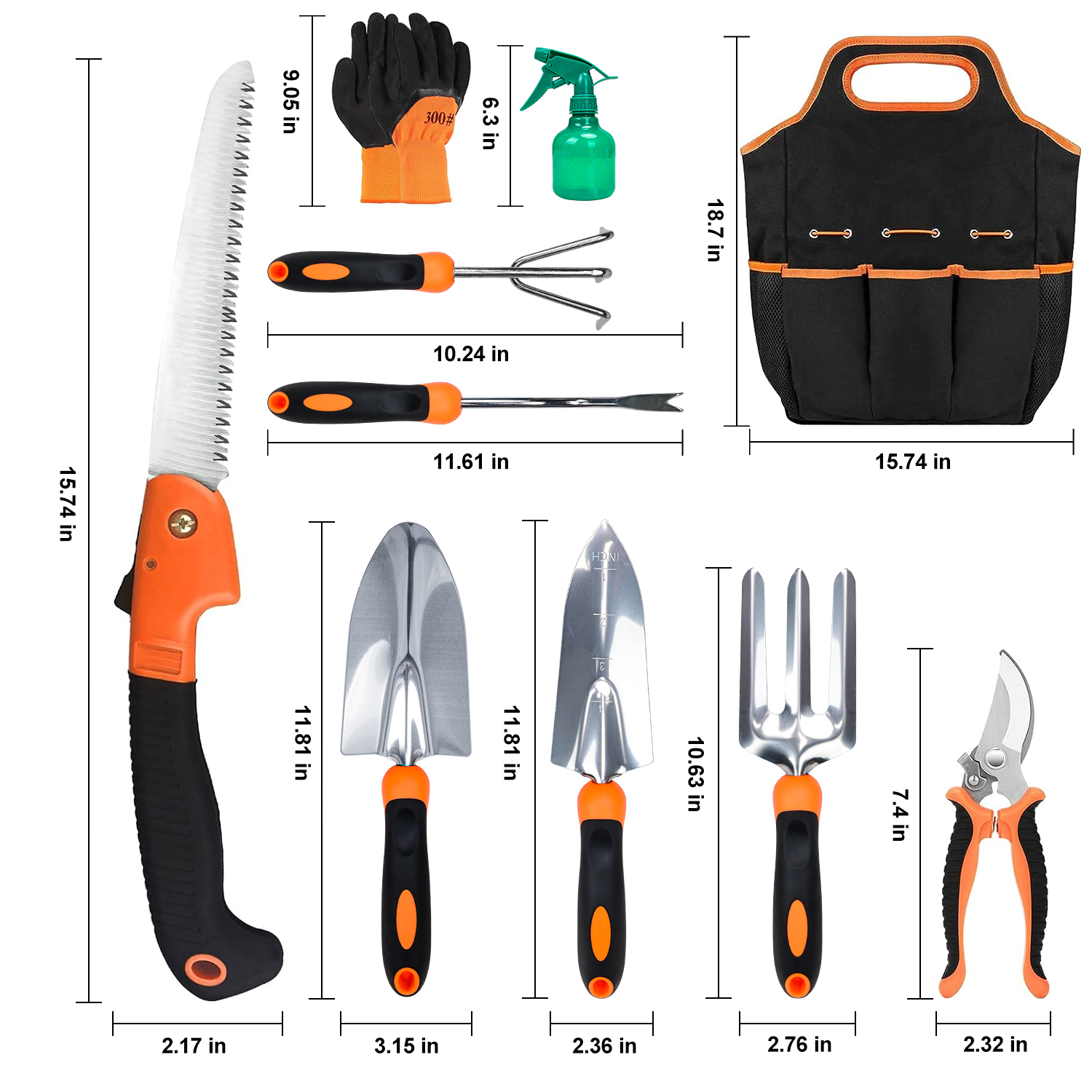Foukus Stainless Steel Garden Tool Set with Tote Bag photo 3