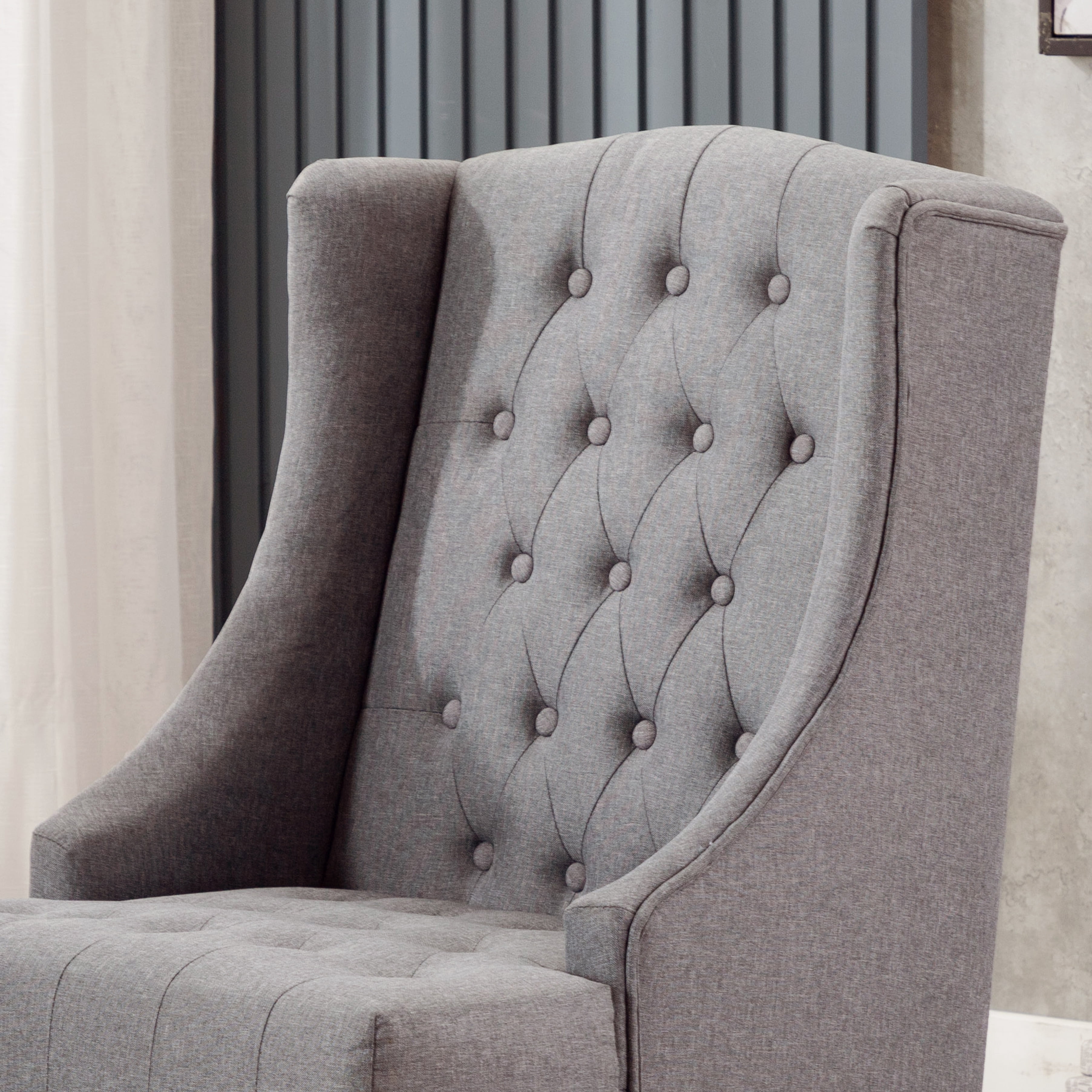 Ryan Diamond Button-Tufted Wingback Accent Chair